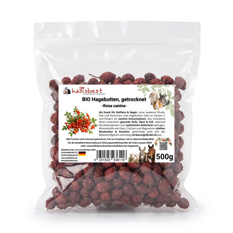 Bio-Hagebutten – Natürliches Leckerli für Pferde, Ziegen & Nager