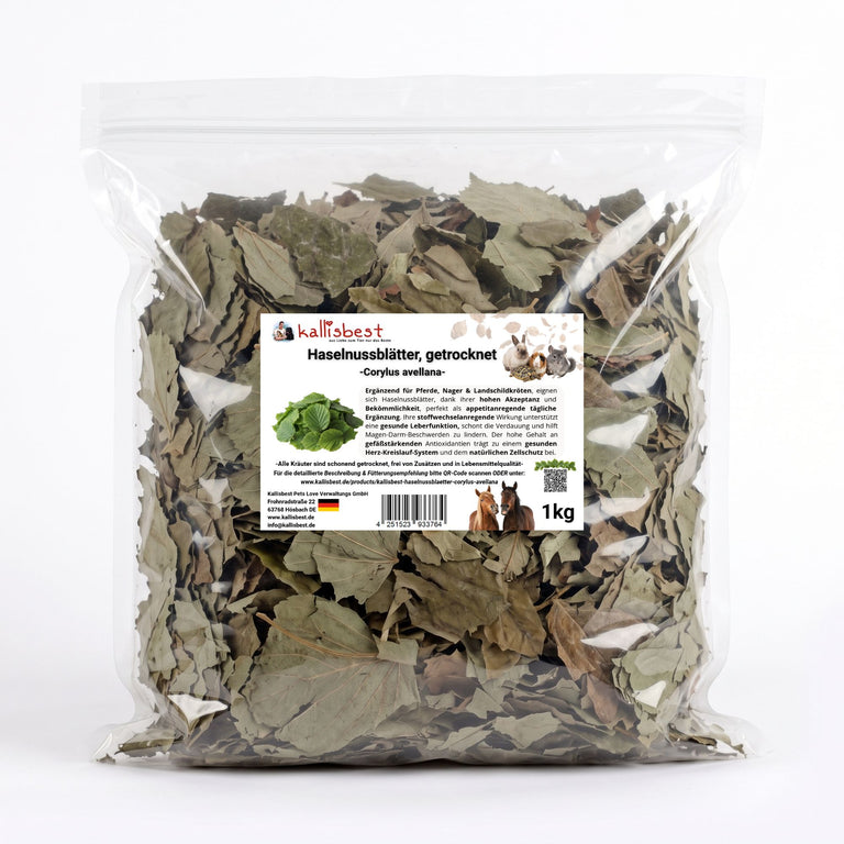Haselnussblätter getrocknet – Mildes Naturkraut für Kaninchen, Meerschweinchen & Pferde | Kallisbest