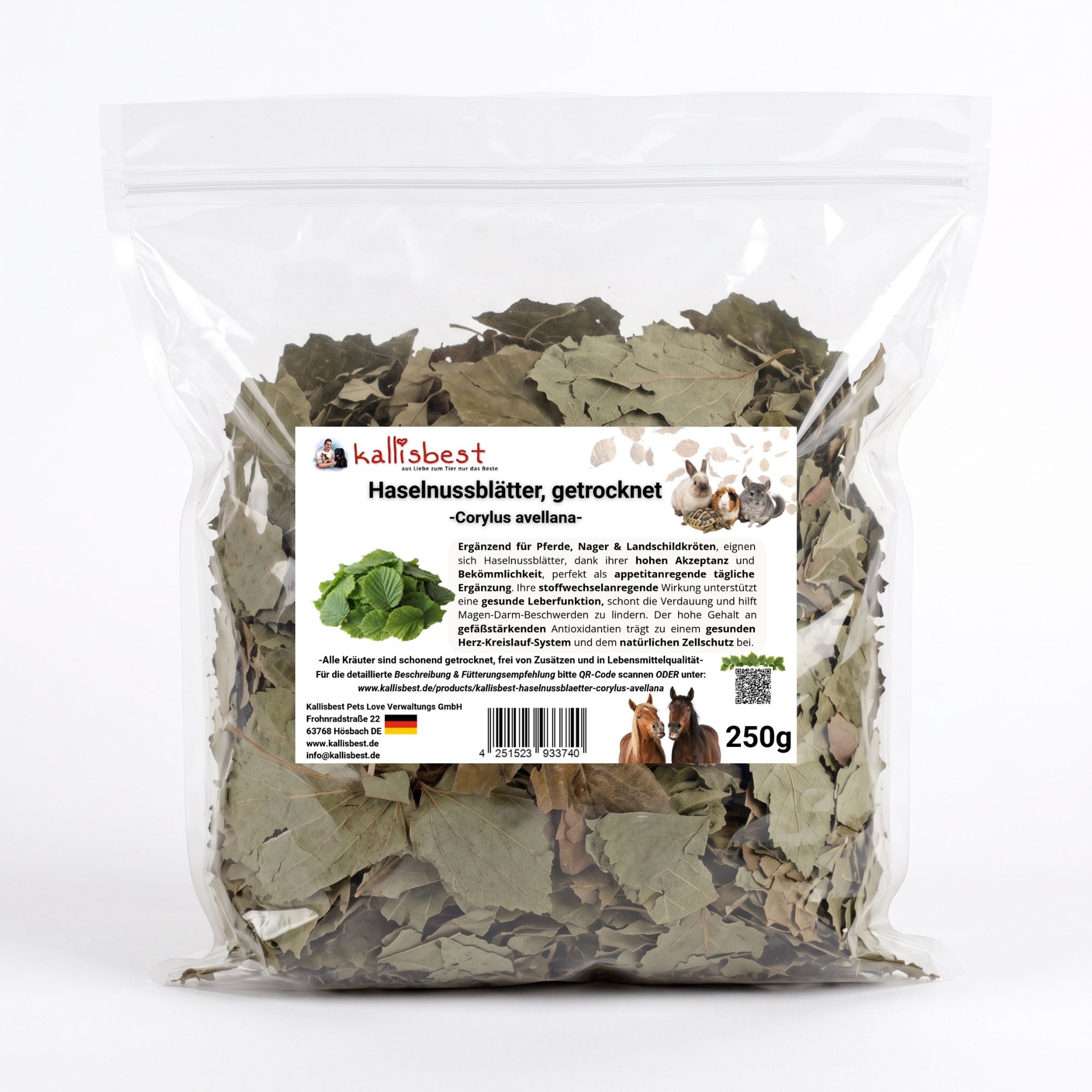 Haselnussblätter getrocknet – Mildes Naturkraut für Kaninchen, Meerschweinchen & Pferde | Kallisbest