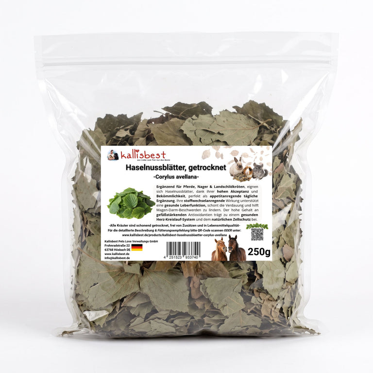 Haselnussblätter getrocknet – Mildes Naturkraut für Kaninchen, Meerschweinchen & Pferde | Kallisbest
