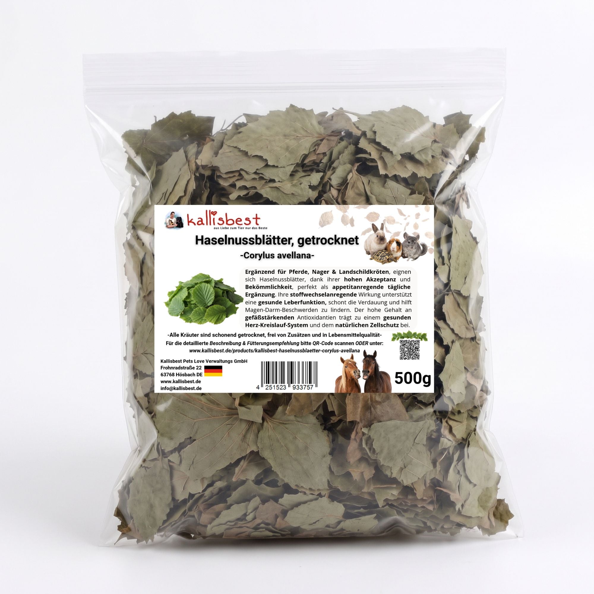 Haselnussblätter getrocknet – Mildes Naturkraut für Kaninchen, Meerschweinchen & Pferde | Kallisbest