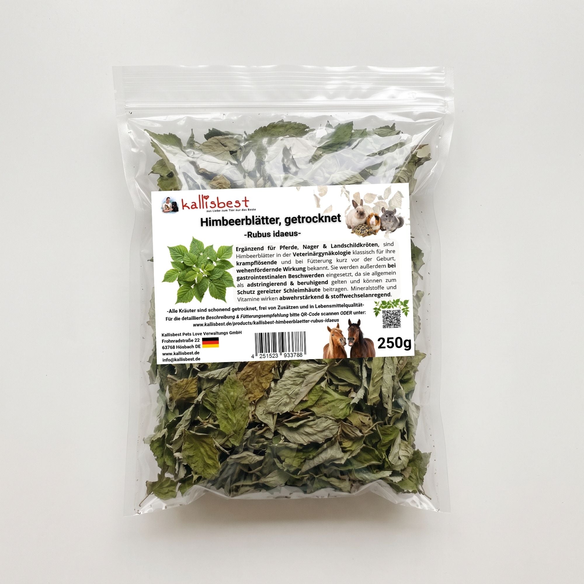 Himbeerblätter getrocknet – Naturkraut für Kaninchen, Meerschweinchen & Pferde | Kallisbest