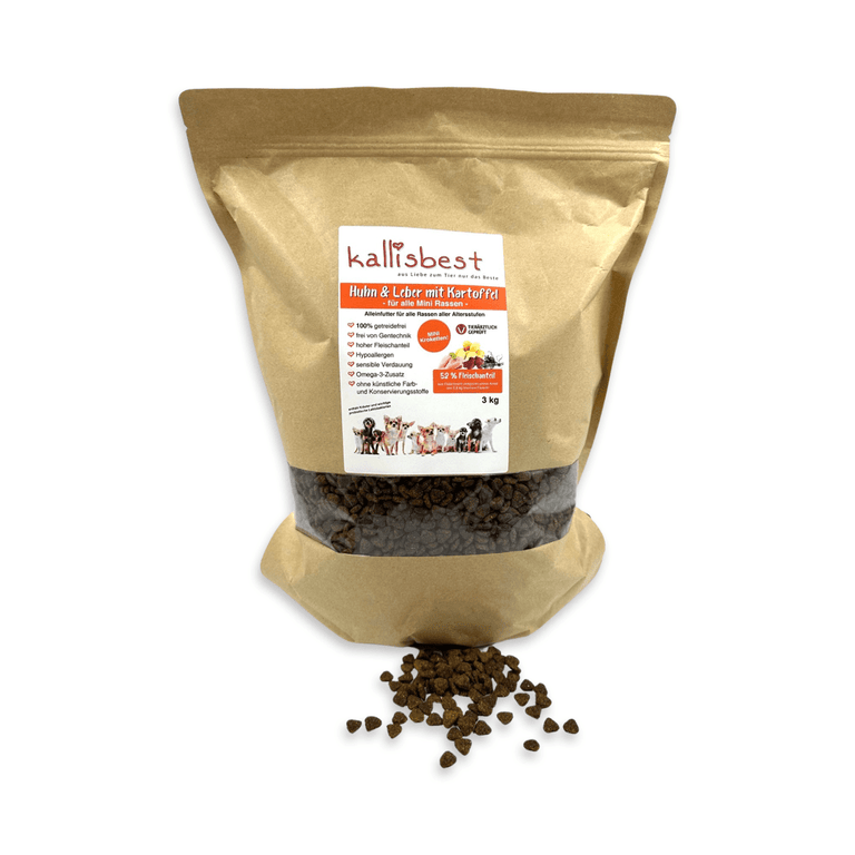 Huhn & Leber mit Kartoffel für Mini Hunderassen, (Neue Rezeptur ohne Innereien) - Kallisbest