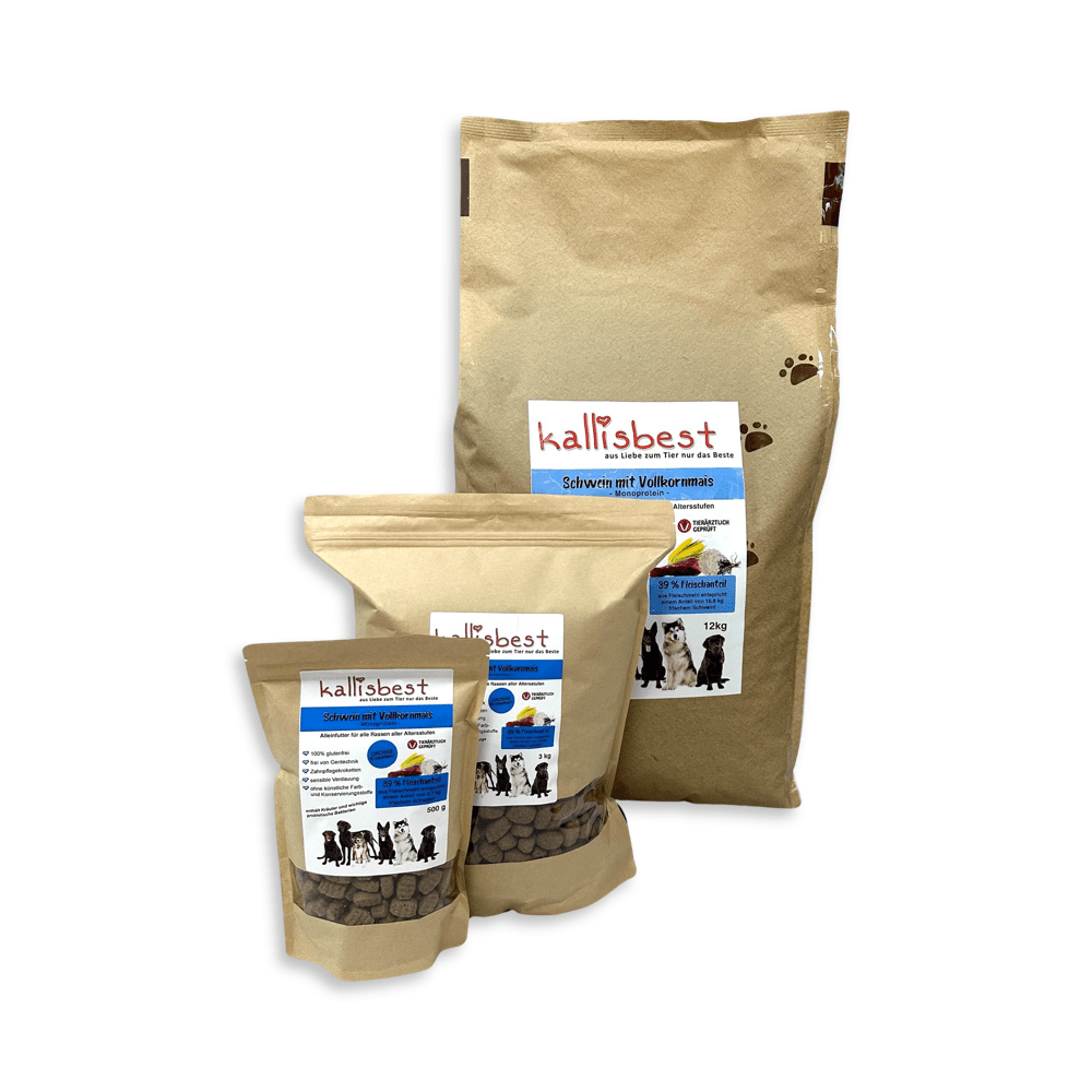 Schwein mit Vollkornmais & Reis große Kroketten für Hunde - Kallisbest