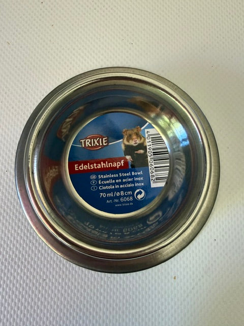 Trixie Edelstahlnapf 70ml ø8cm für Hamster – Originalfoto