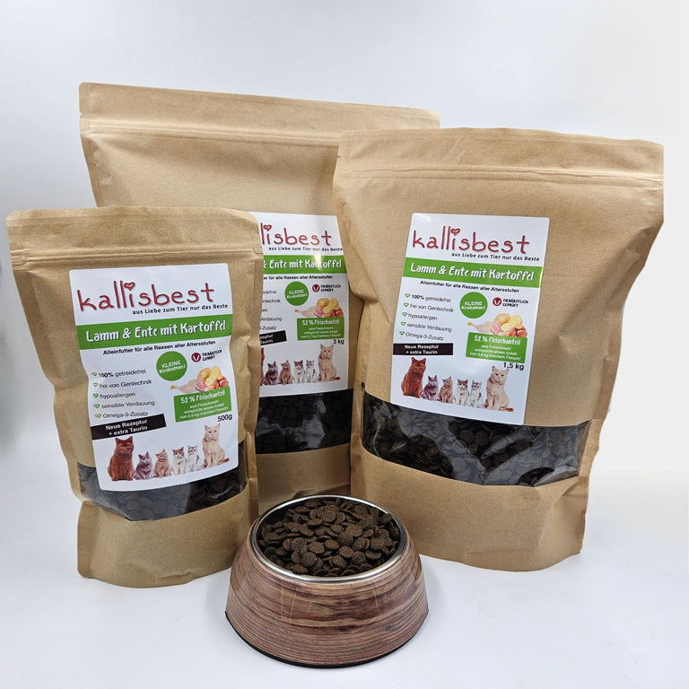 Lamm & Ente mit Kartoffel für Katzen (Neue Rezeptur ohne Innereien und extra Taurin) - Kallisbest