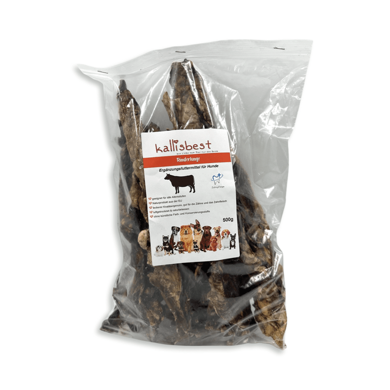 Rinderlungen Stücke / Streifen, für Hunde, im Ofen schonend getrocknet - Kallisbest