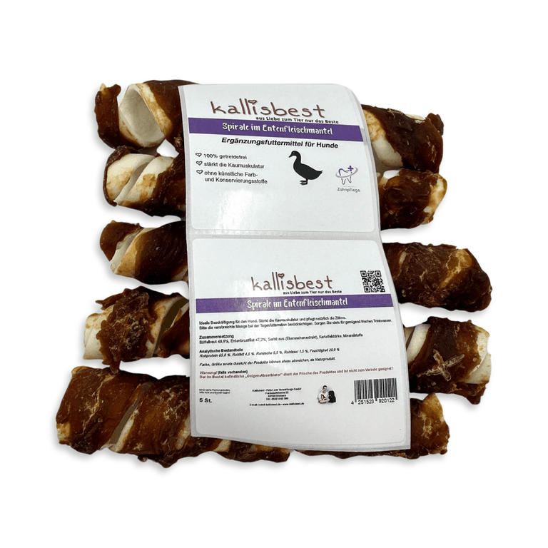 Spirale im Hühnchen - und Entenfleischmantel Sorten - Mix 4x 5 Stück - Kallisbest