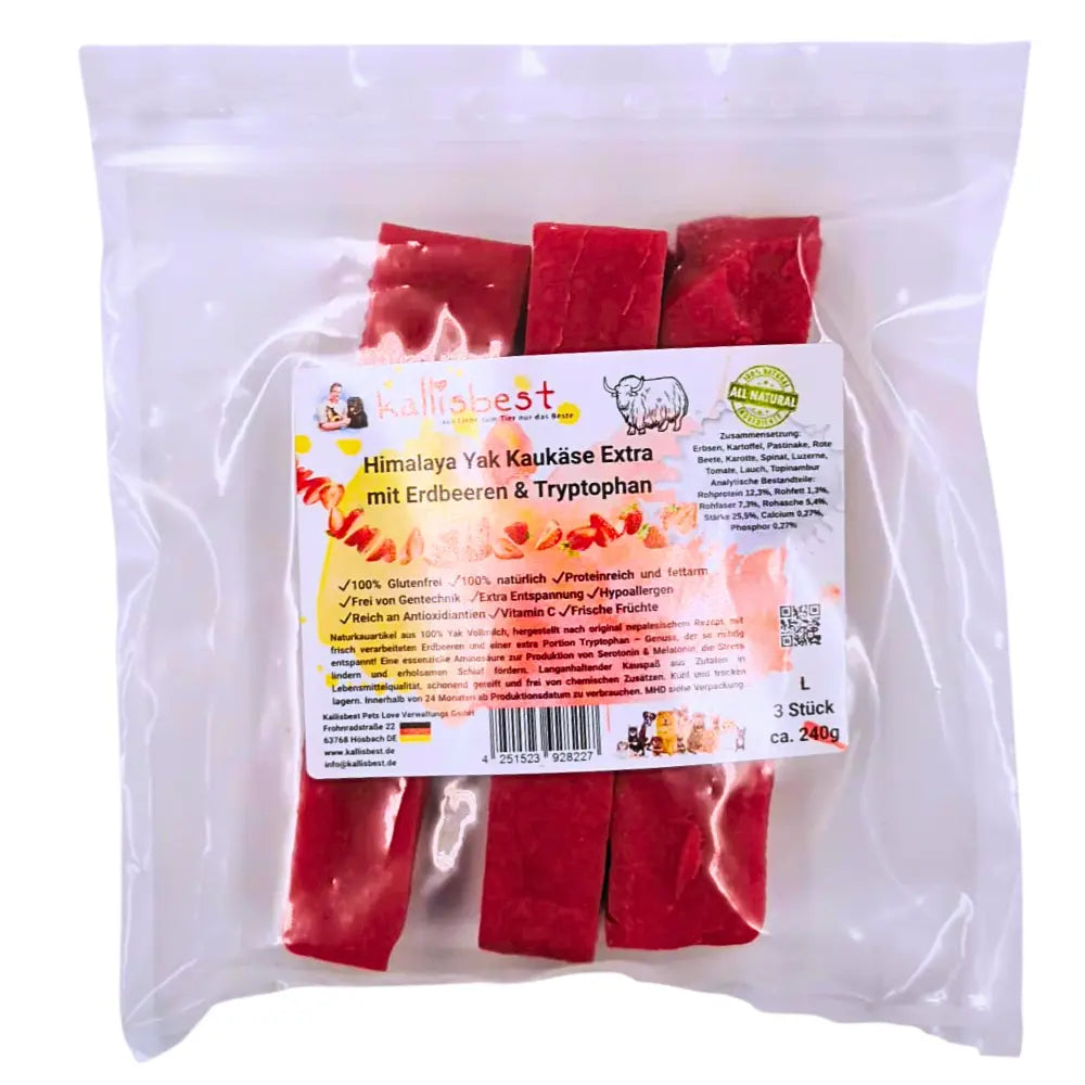 Himalaya Yak Kaukäse Extra mit Erdbeeren & Tryptophan für Hunde Kallisbest