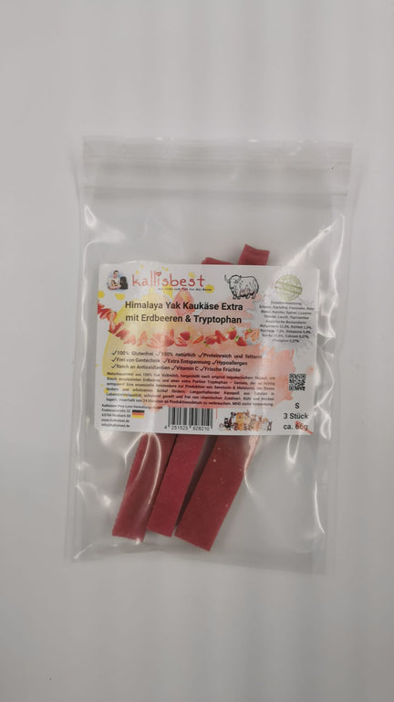 Himalaya Yak Kaukäse Extra mit Erdbeeren & Tryptophan für Hunde - Kallisbest