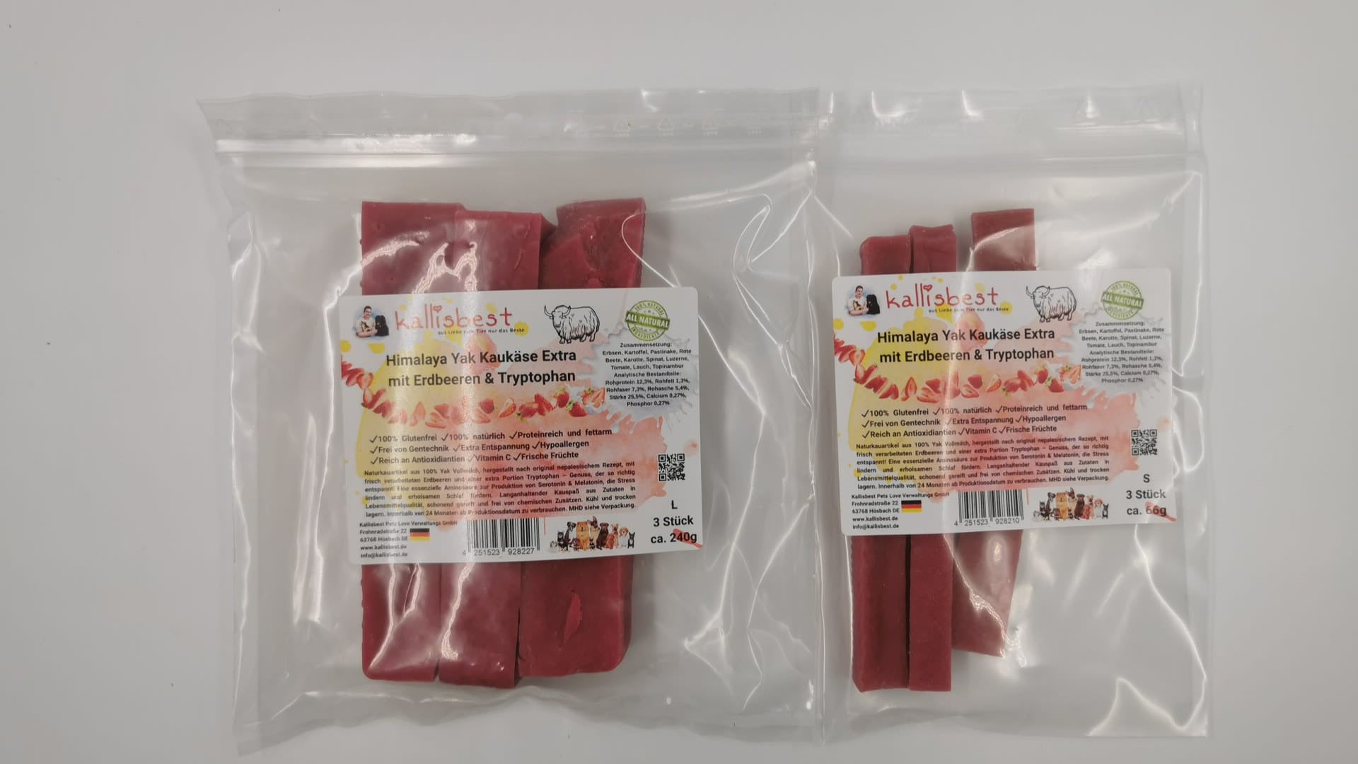 Himalaya Yak Kaukäse Extra mit Erdbeeren & Tryptophan für Hunde - Kallisbest