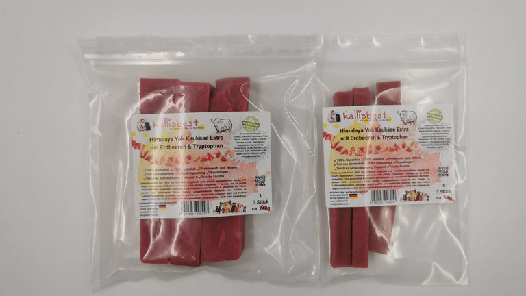 Himalaya Yak Kaukäse Extra mit Erdbeeren & Tryptophan für Hunde - Kallisbest