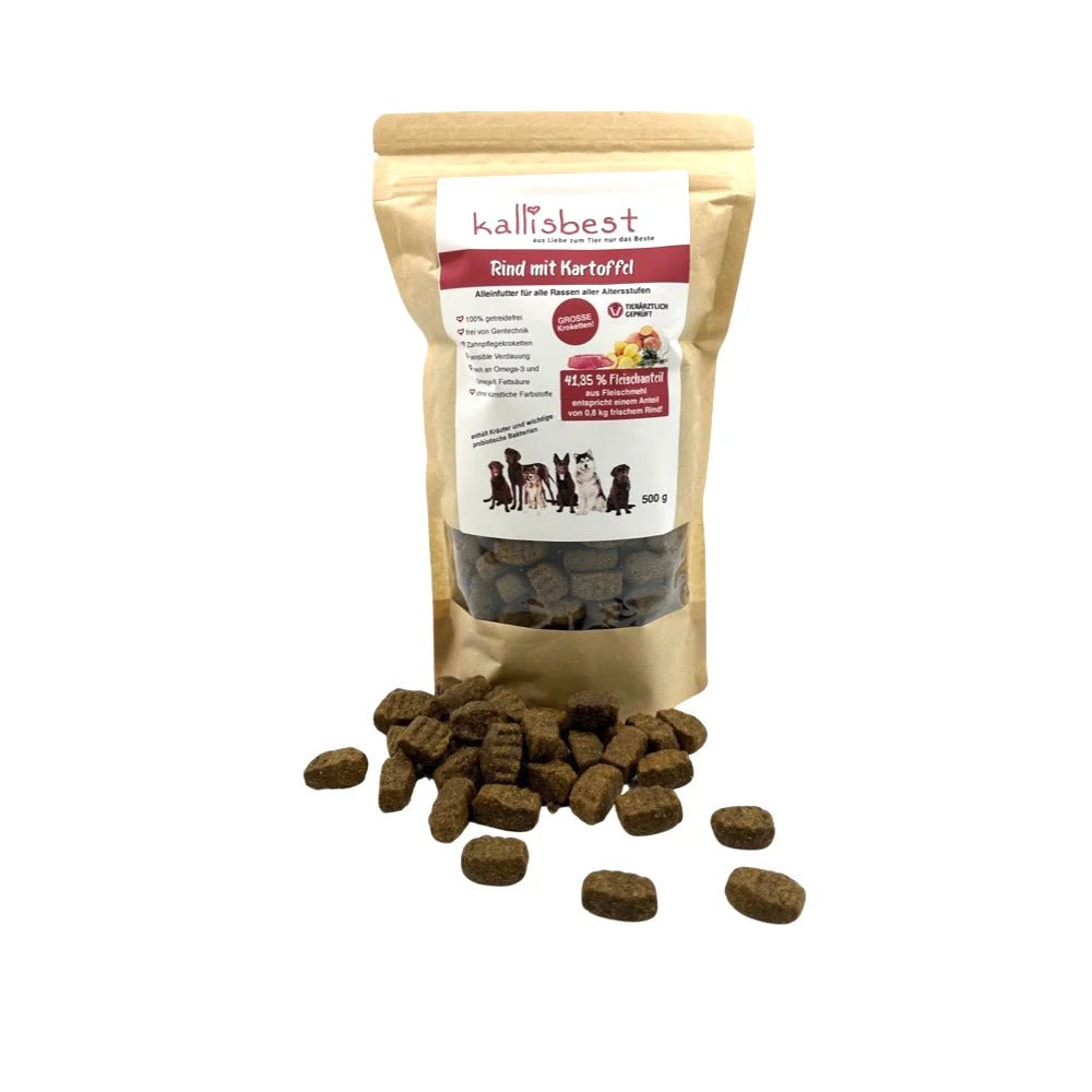 Probierpaket Hund große Kroketten/ Zahnpflegekroketten 4 + 1 Gratis á 500g + 200g 