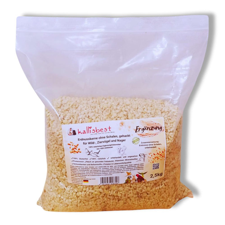 Erdnusskerne (ohne Schale), halbiert oder gehackt für Vögel und Nager