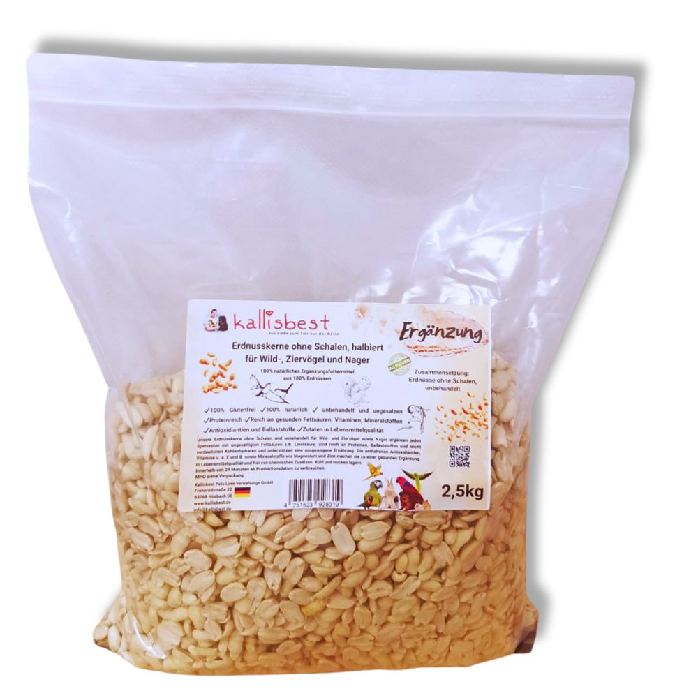 Erdnusskerne (ohne Schale), halbiert oder gehackt für Vögel und Nager