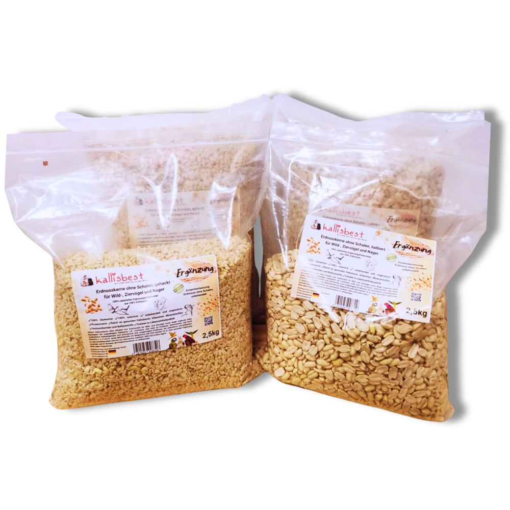 Erdnusskerne (ohne Schale), halbiert oder gehackt für Vögel und Nager