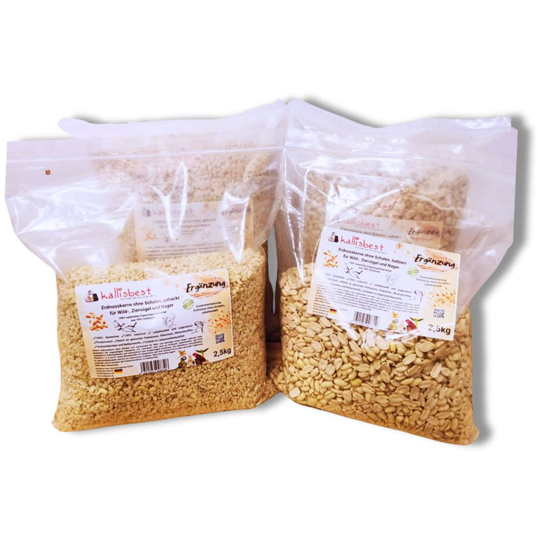 Erdnusskerne (ohne Schale), halbiert oder gehackt für Vögel und Nager