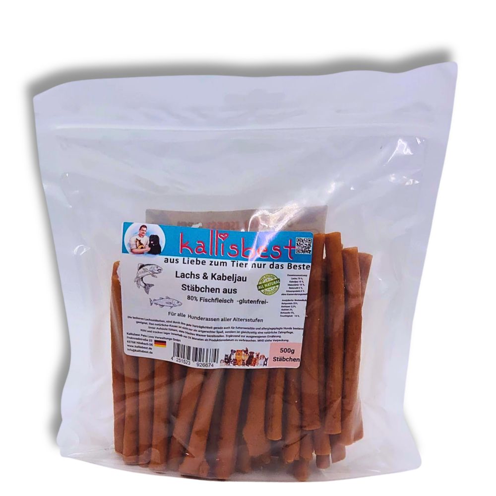 NEU  Lachs & Kabeljau Stäbchen aus Frischem Fleisch