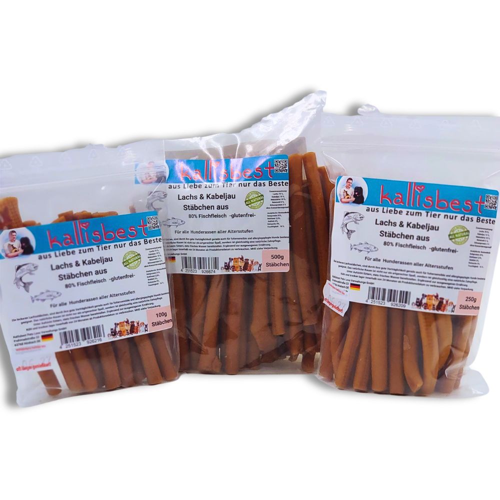 NEU  Lachs & Kabeljau Stäbchen aus Frischem Fleisch