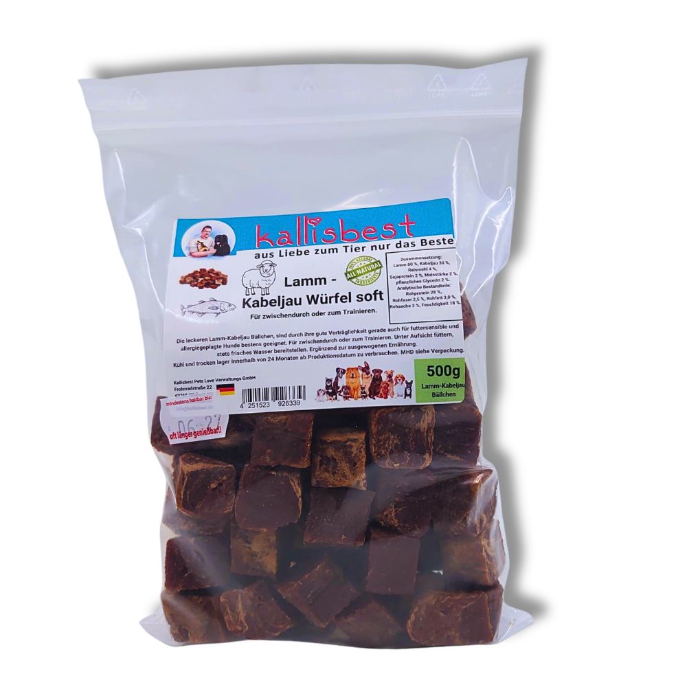 Lamm-Kabeljau-Fleischwürfel Soft für Hunde