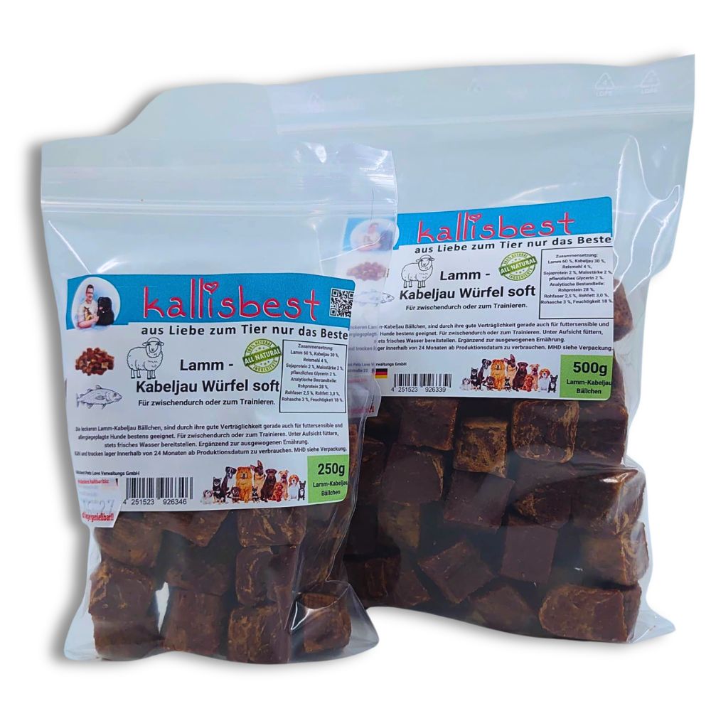 Lamm-Kabeljau-Fleischwürfel Soft für Hunde