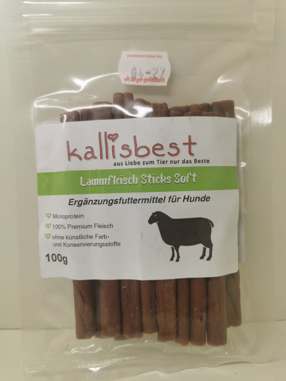 Fleischsticks Soft Mix im Vorteilspack 6x 100g, 3x Lammfleisch Sticks und 3x Rindfleischsticks - Kallisbest