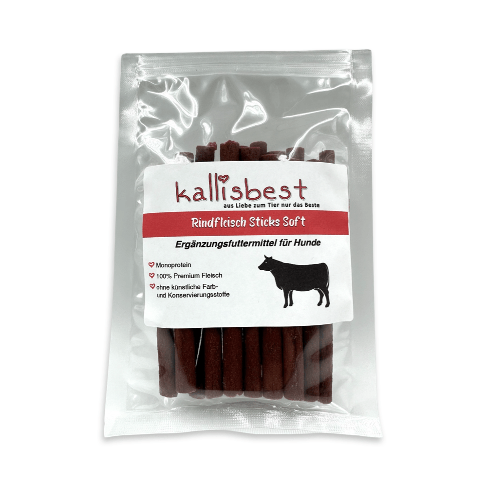 Fleischsticks Soft Mix im Vorteilspack 6x 100g, 3x Lammfleisch Sticks und 3x Rindfleischsticks - Kallisbest