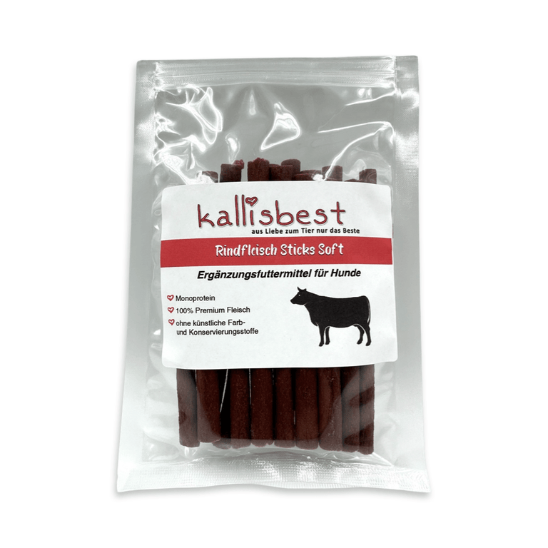 Fleischsticks Soft Mix im Vorteilspack 6x 100g, 3x Lammfleisch Sticks und 3x Rindfleischsticks - Kallisbest