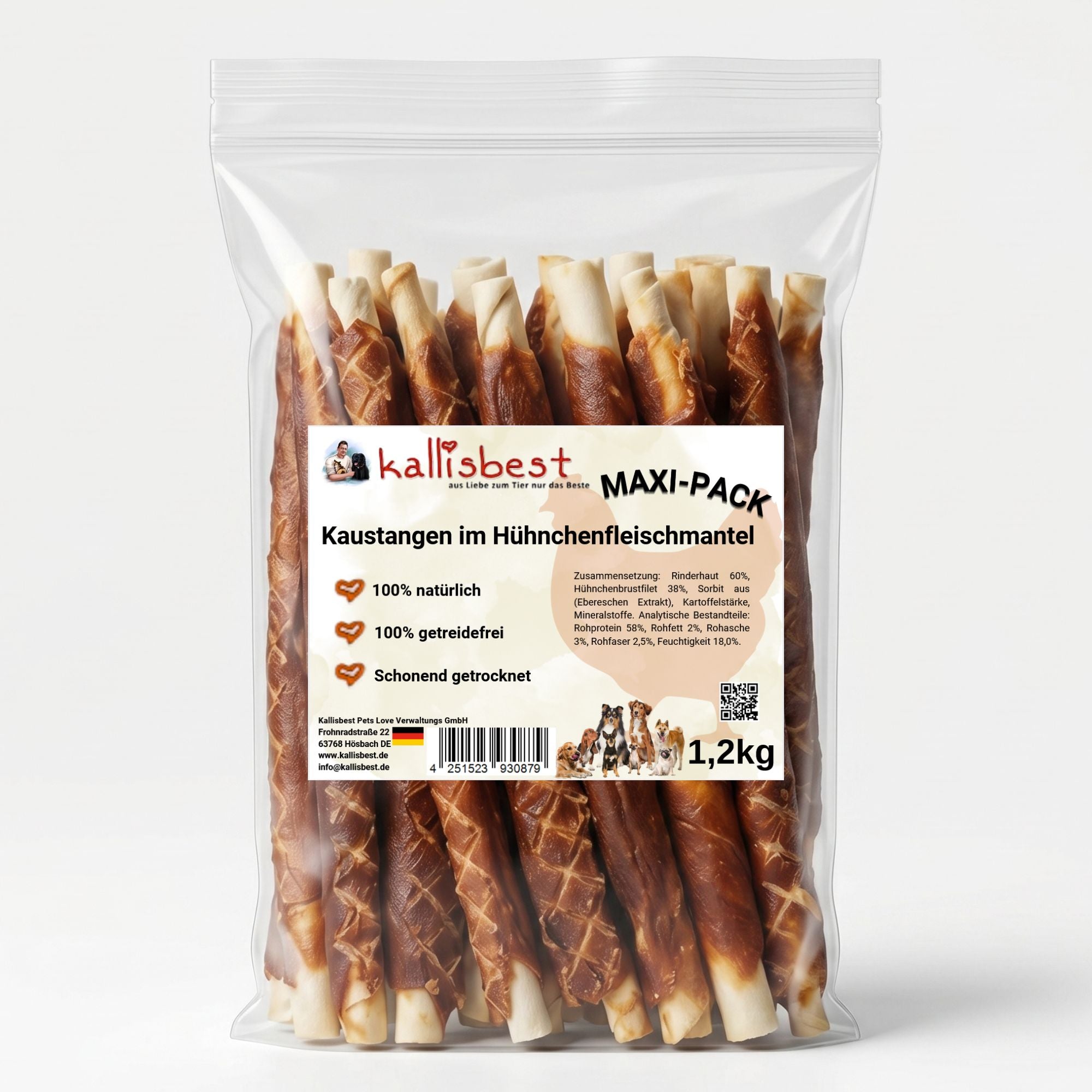Chewing sticks in chicken meat coating MAXI 300g