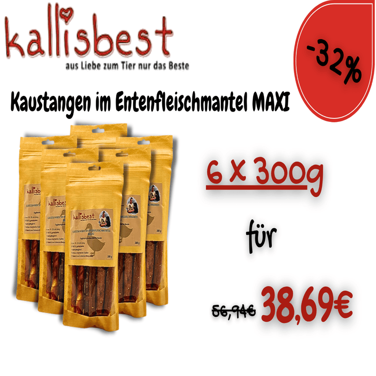 Kaustangen im Entenfleischmantel MAXI 300g ca. 20cm Small & Big - Kallisbest