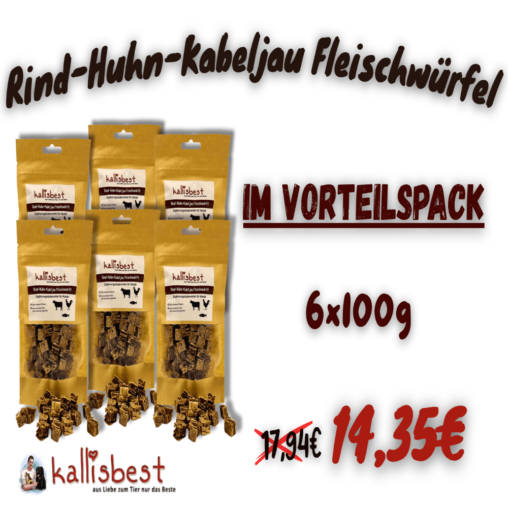 Rind - Huhn - Kabeljau Fleischwürfel 100g - Kallisbest