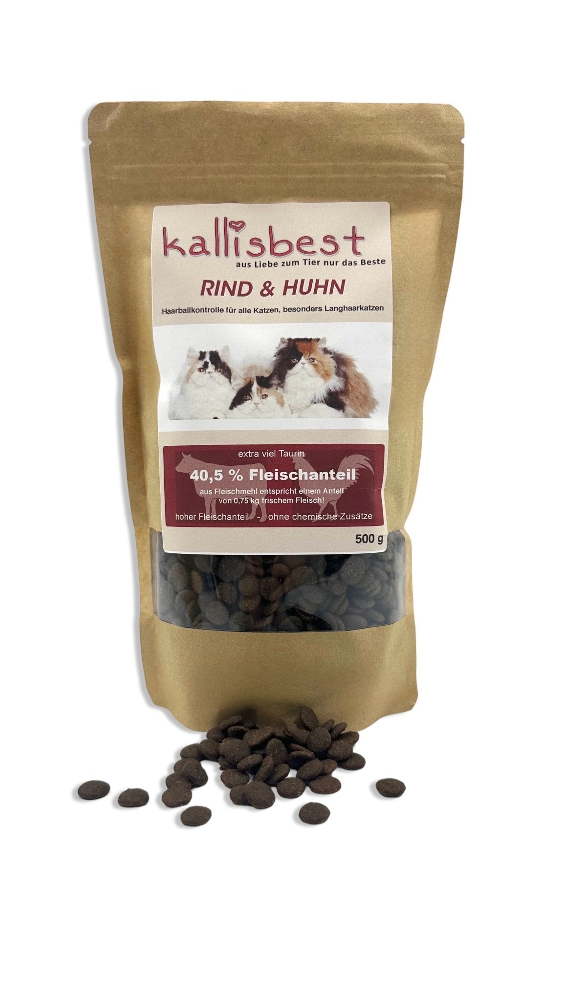 Rind & Huhn Haarballkontrolle, für alle Katzen, besonders Langhaarkatzen - Kallisbest