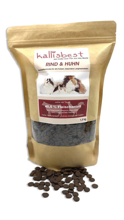 Rind & Huhn Haarballkontrolle, für alle Katzen, besonders Langhaarkatzen - Kallisbest