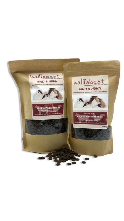 Rind & Huhn Haarballkontrolle, für alle Katzen, besonders Langhaarkatzen - Kallisbest