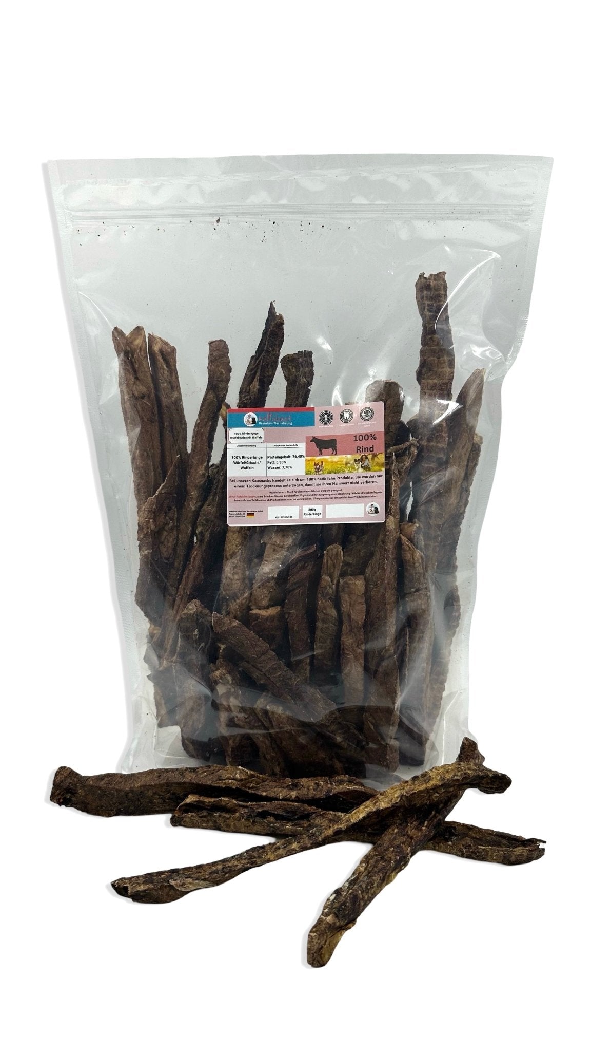 Rinderlunge in Stangenform 17 - 21cm lang Kauartikel 100 % Rind, aus Deutschland - Kallisbest