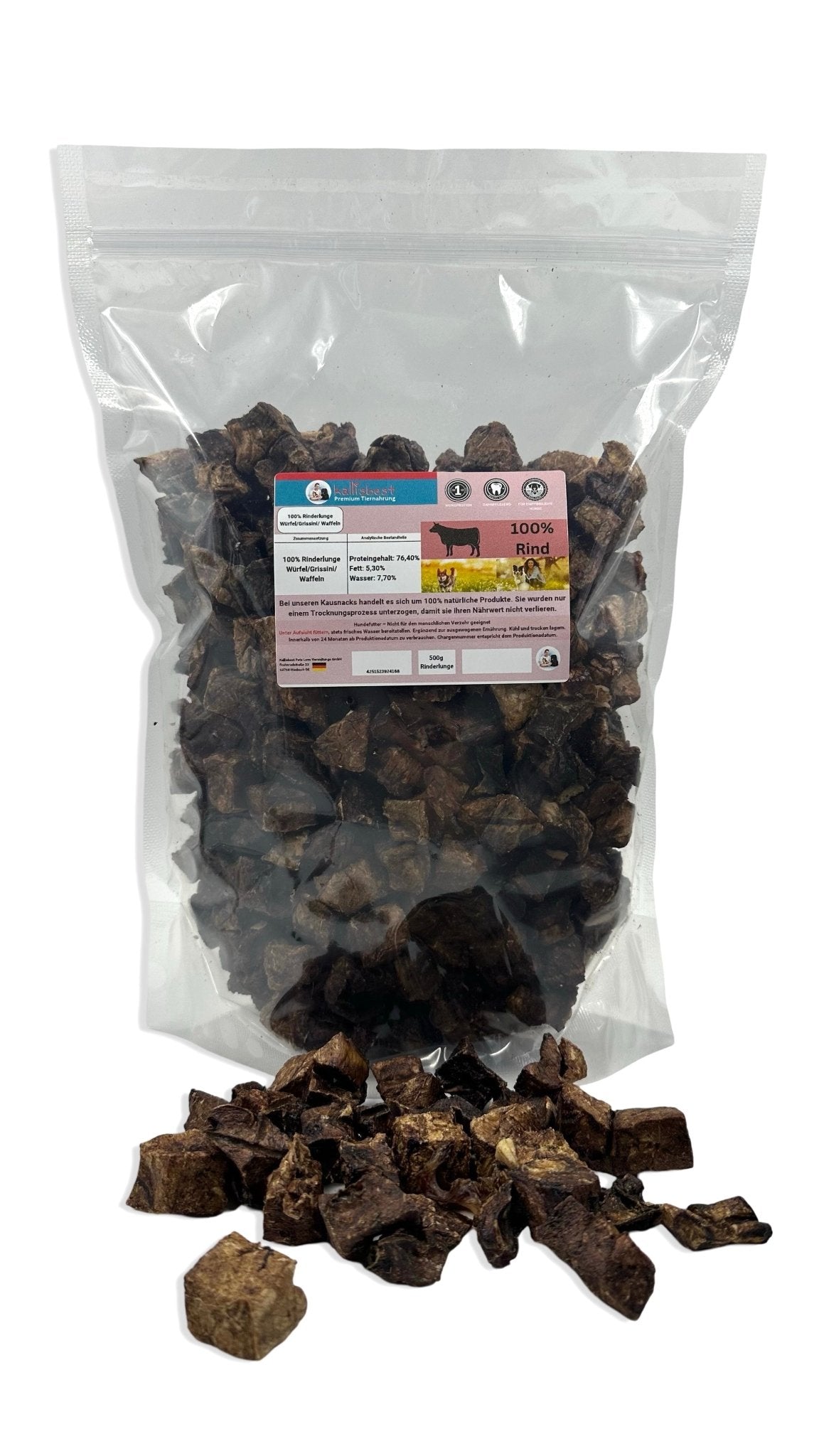 Rinderlungen Häppchen, getrockneter Kauartikel aus 100 % Rind, von Deutschland - Kallisbest