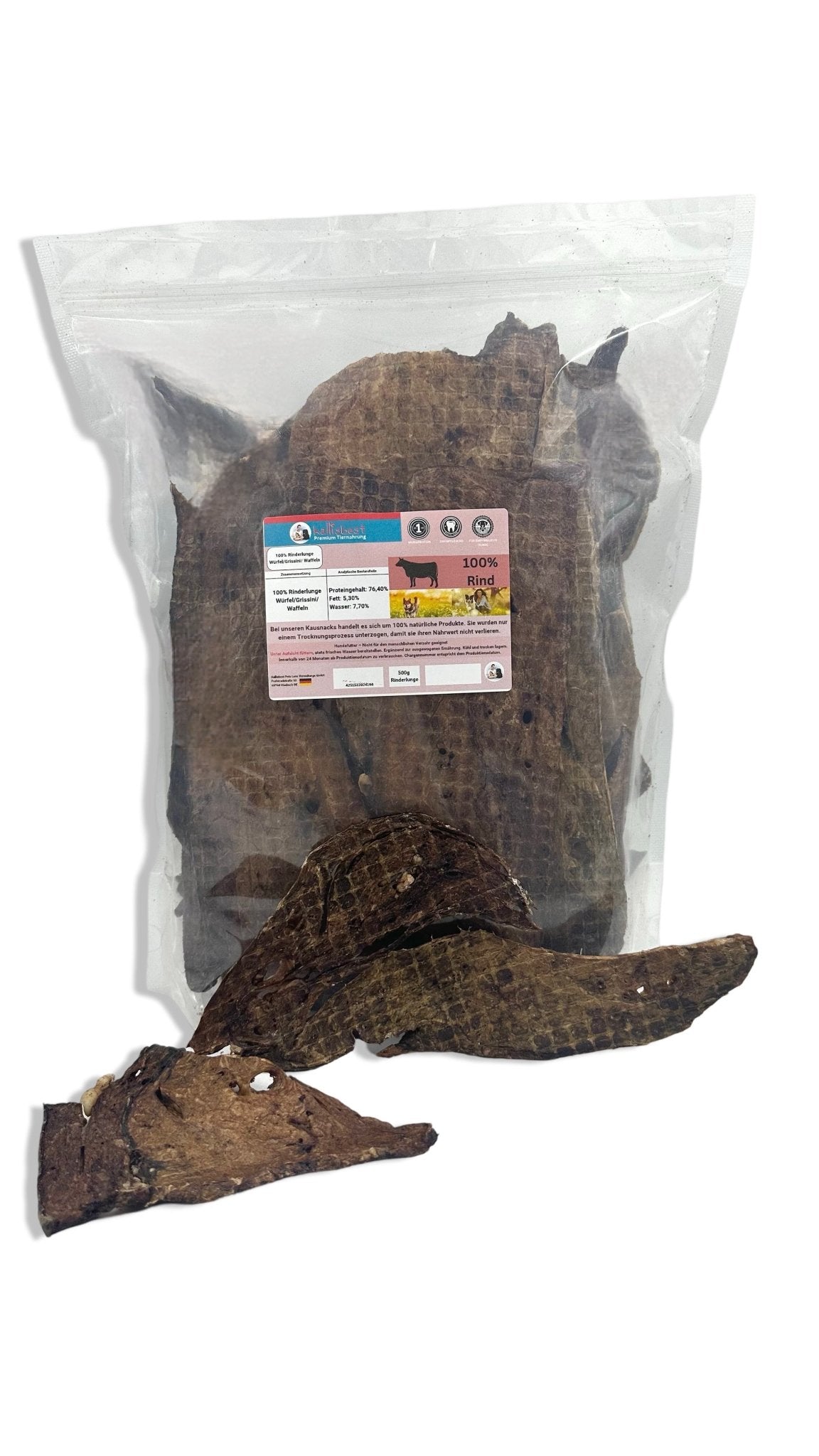 Rinderlunge Waffeln flach Kauartikel 100 % Rind, aus Deutschland - Kallisbest