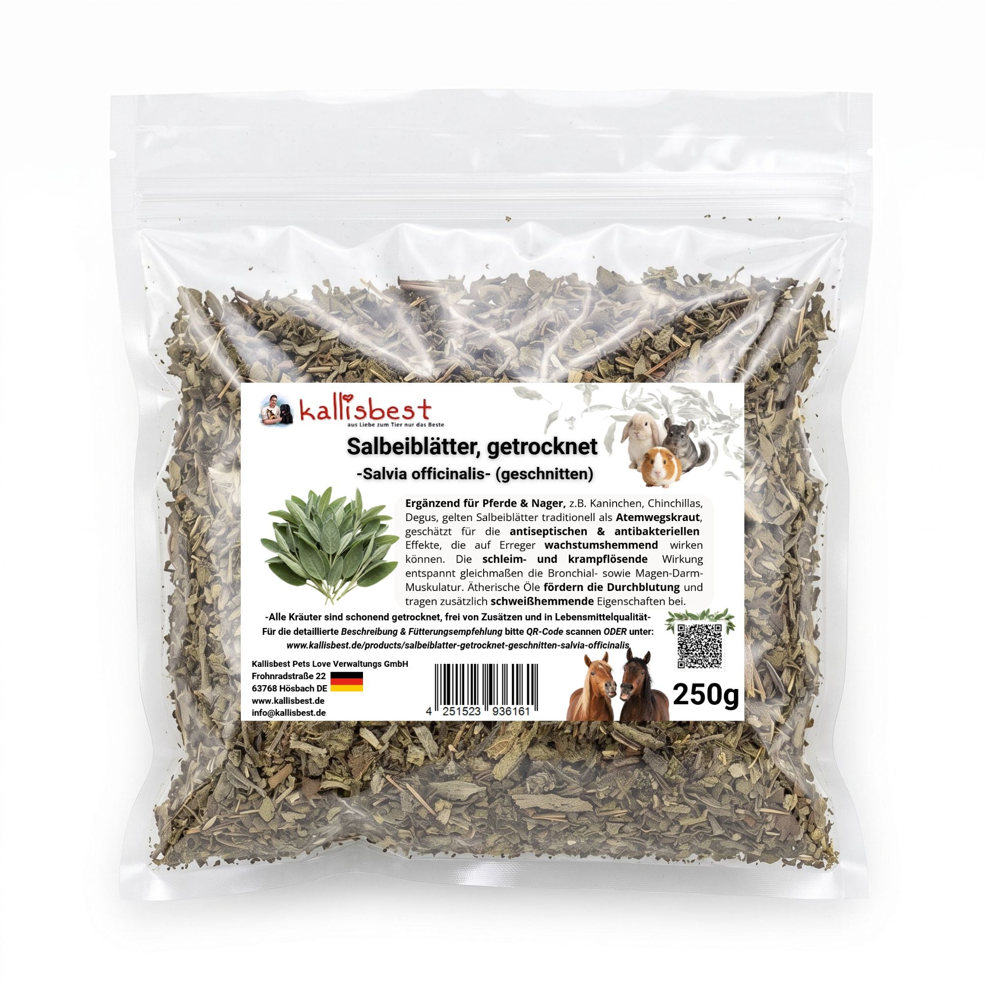 Salbeiblätter getrocknet & geschnitten – Heilkraut für Pferde, Kaninchen & Meerschweinchen