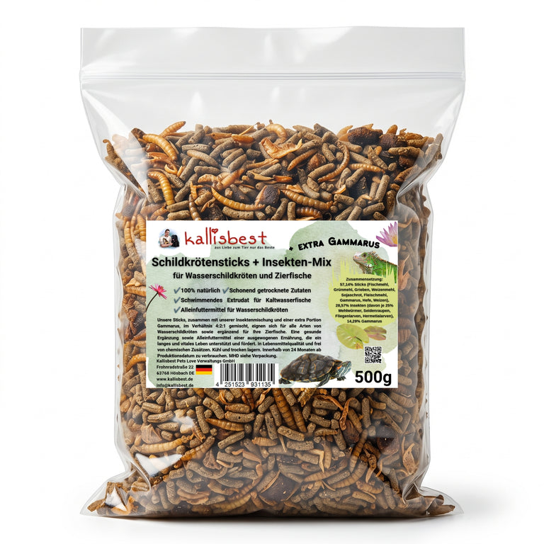 Schildkrötensticks + Insekten-Mix für Wasserschildkröten und Zierfische – Extra Gammarus