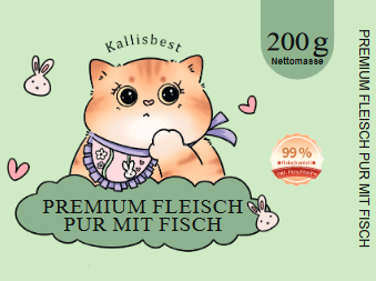 Premiumfleisch pur mit Fisch für Katzen - Kallisbest