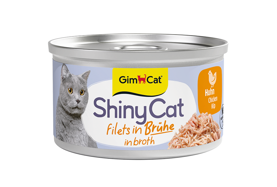 GimCat ShinyCat Filets in Brühe Huhn Katzenfutter, 70 g