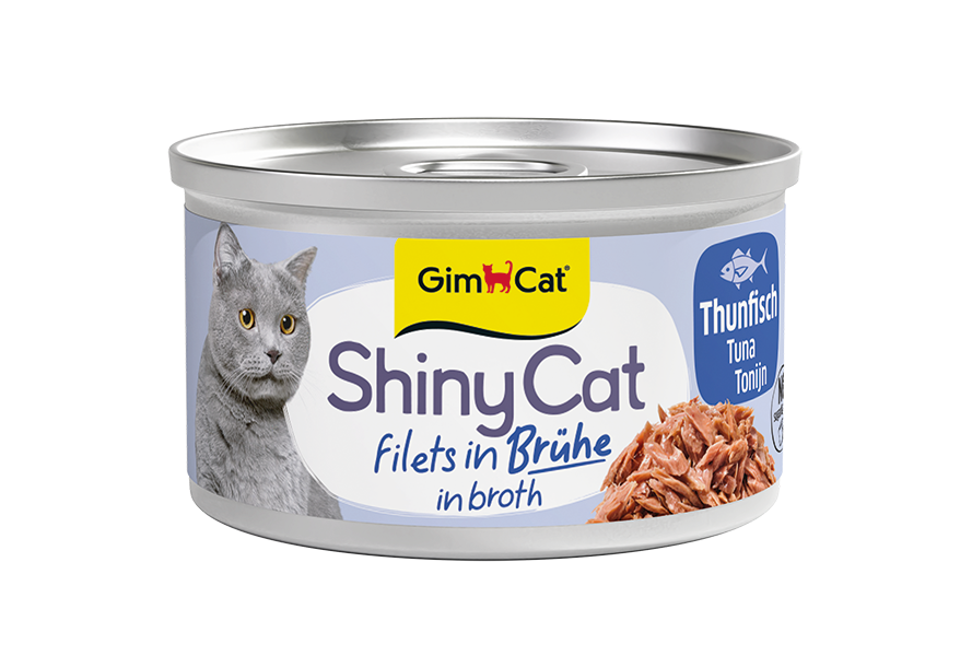 GimCat ShinyCat Filets in Brühe Thunfisch Katzenfutter, 70 g