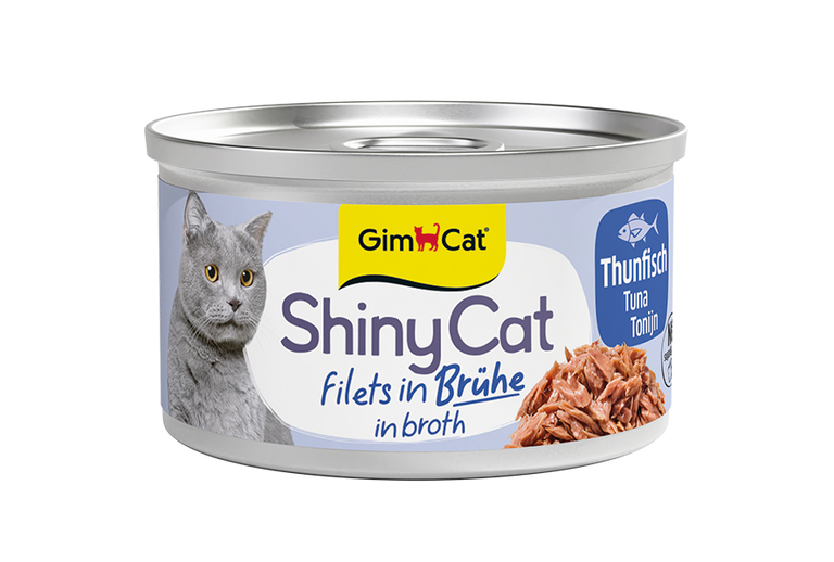GimCat ShinyCat Filets in Brühe Thunfisch Katzenfutter, 70 g
