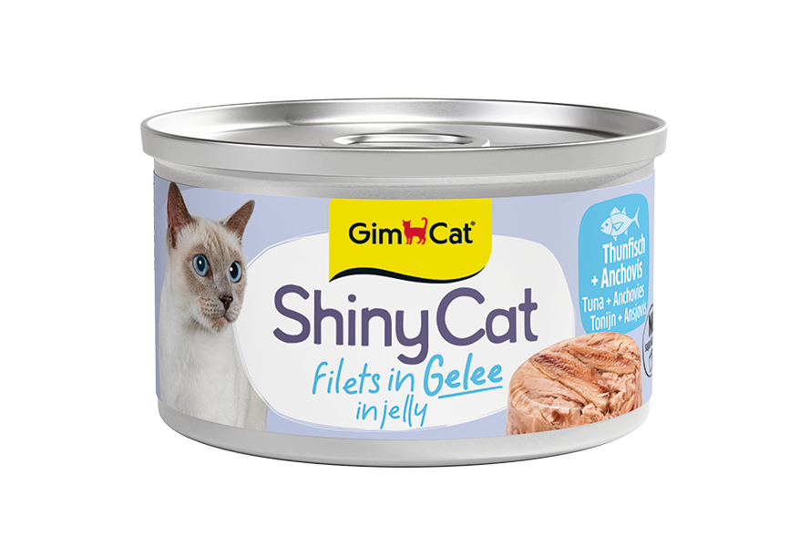 GimCat ShinyCat Filets in Gelee Thunfisch & Anchovis Katzenfutter, 70 g