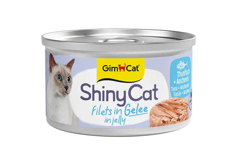 GimCat ShinyCat Filets in Gelee Thunfisch & Anchovis Katzenfutter, 70 g