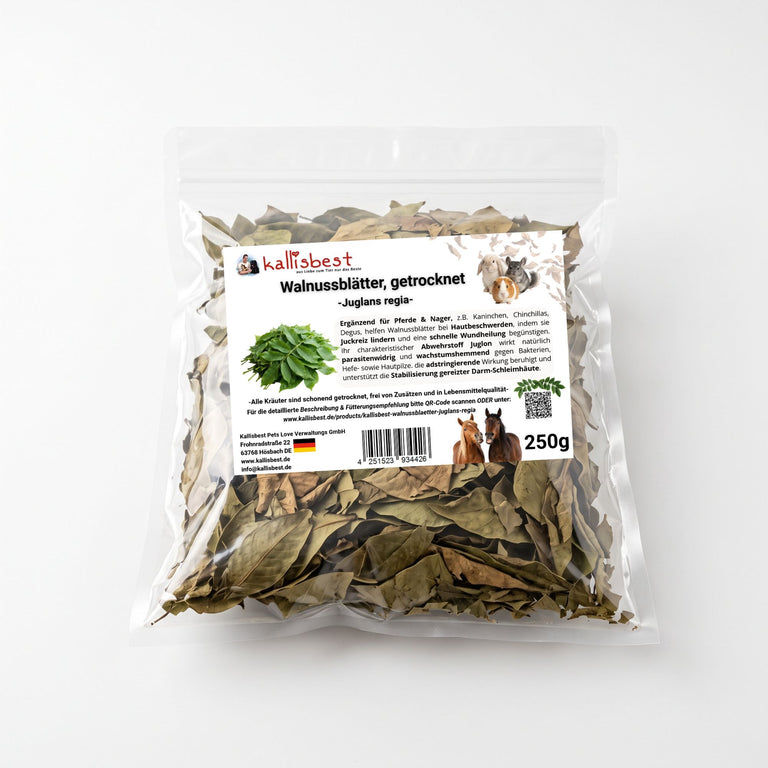 Walnussblätter getrocknet – Naturkraut für Pferde, Kaninchen & Meerschweinchen | Kallisbest
