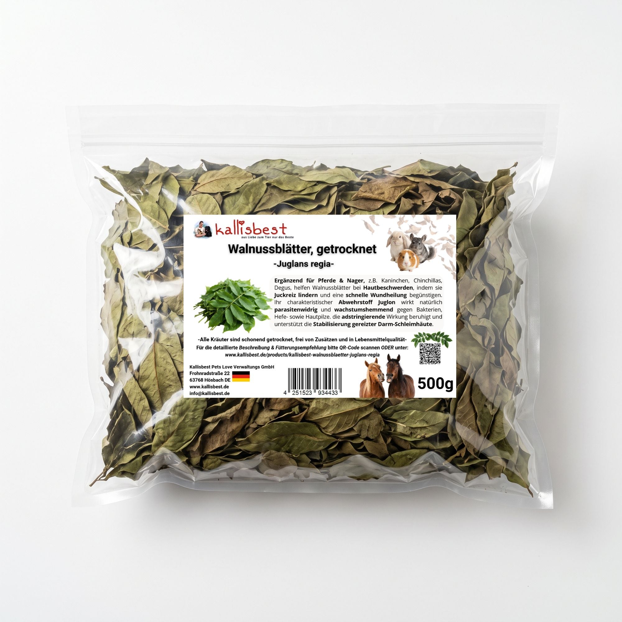 Walnussblätter getrocknet – Naturkraut für Pferde, Kaninchen & Meerschweinchen | Kallisbest