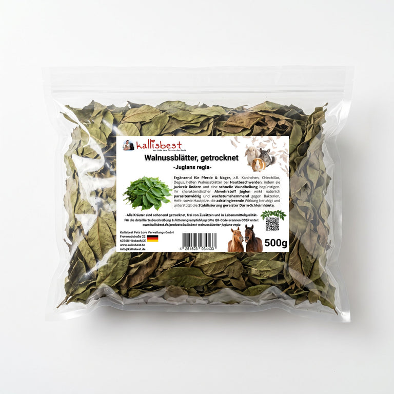 Walnussblätter getrocknet – Naturkraut für Pferde, Kaninchen & Meerschweinchen | Kallisbest