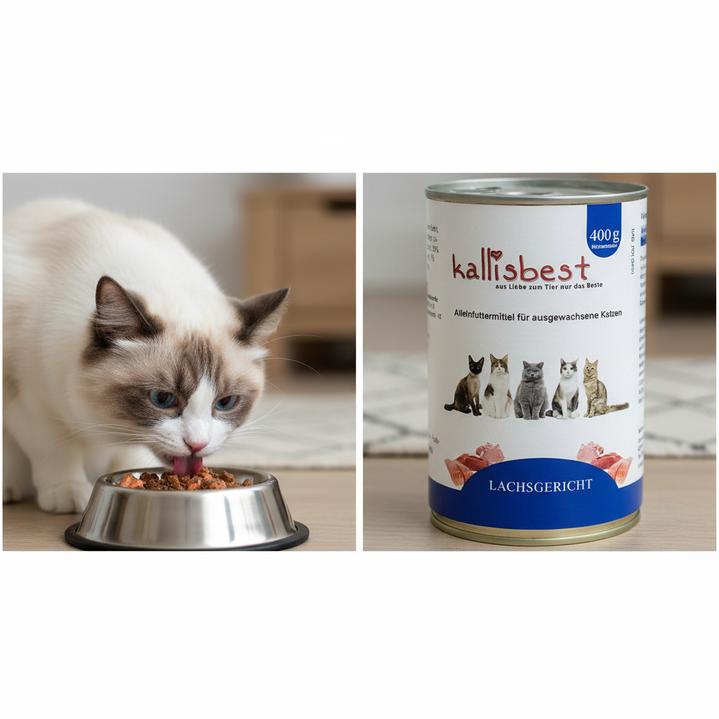 Lachsgericht Nassfutter Katze – Katze leckt sich die Lippen | Kallisbest