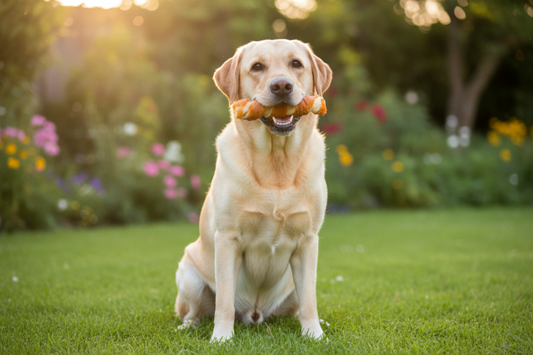 Labrador kaut Kallisbest Spirale im Hühnchenfleischmantel
